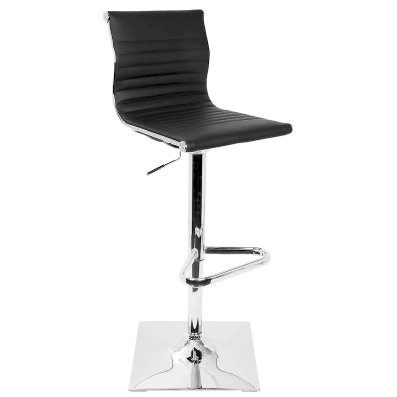 Porch & Den Tower Master Contemporary Adjustable Bar Stool in Faux Leather - N/A