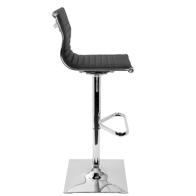 Porch & Den Tower Master Contemporary Adjustable Bar Stool in Faux Leather - N/A