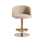 Khaki PU Bar Stool Adjustable Height and Swivel for Kitchens Bars Restaurants and Cafes