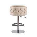 Khaki PU Bar Stool Adjustable Height and Swivel for Kitchens Bars Restaurants and Cafes