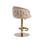 Khaki PU Bar Stool Adjustable Height and Swivel for Kitchens Bars Restaurants and Cafes