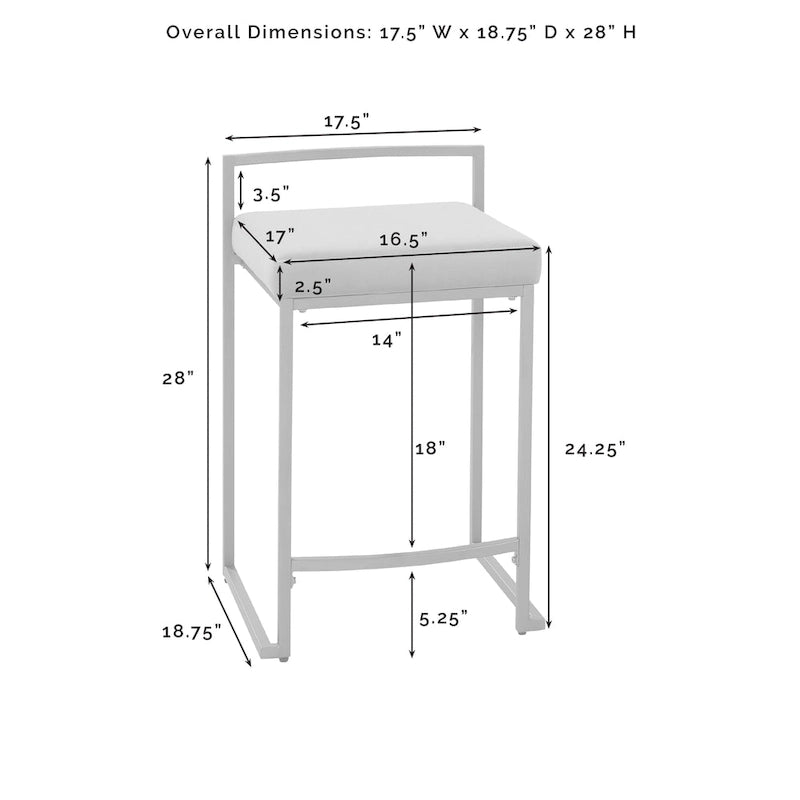 Crosley Harlowe 2Pc Counter Stool Set - 18.75d x 17.5W x 28h