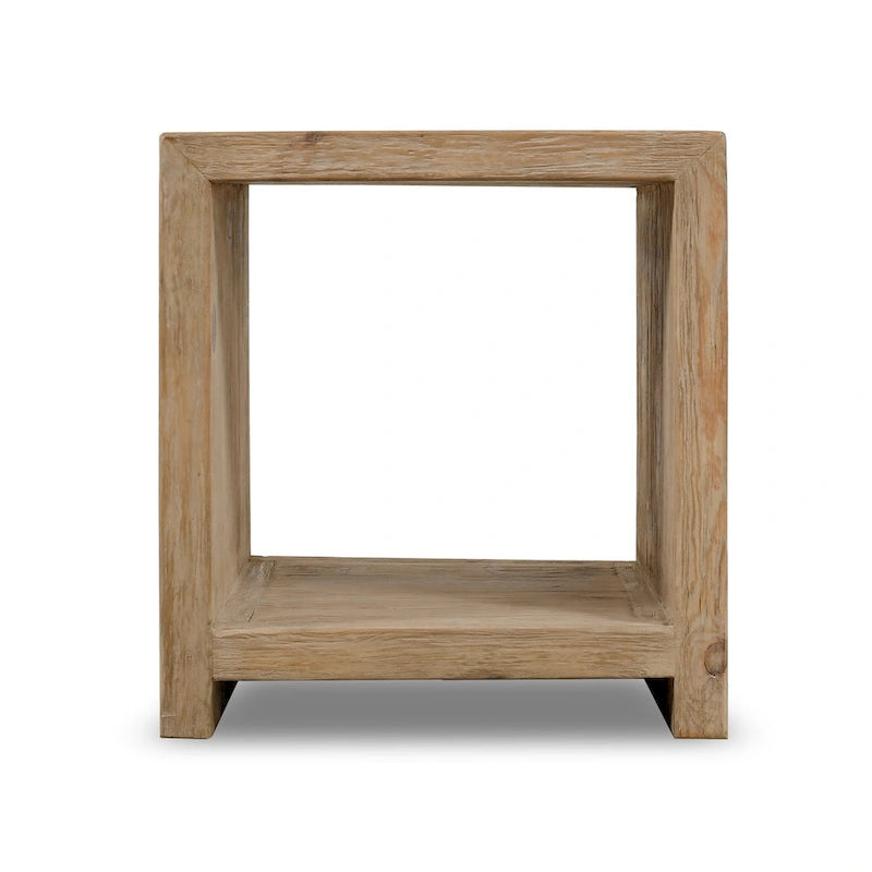 Artissance Capri Waterfall Side Table with Shelf Weathered Natural 22x22x24H