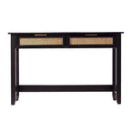 SEI Furniture Chekshire Mid-Century Modern Storage Console Table with Rattan Drawers
