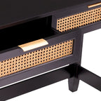 SEI Furniture Chekshire Mid-Century Modern Storage Console Table with Rattan Drawers