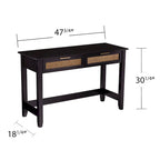 SEI Furniture Chekshire Mid-Century Modern Storage Console Table with Rattan Drawers