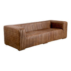 Aurelle Home Rustic Channel-Stitched Leather Sofa