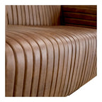 Aurelle Home Rustic Channel-Stitched Leather Sofa