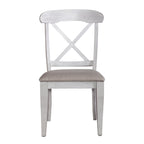 Ocean Isle Antique White Weathered Pine 5 Piece Pedestal Table Set