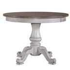 Ocean Isle Antique White Weathered Pine 5 Piece Pedestal Table Set