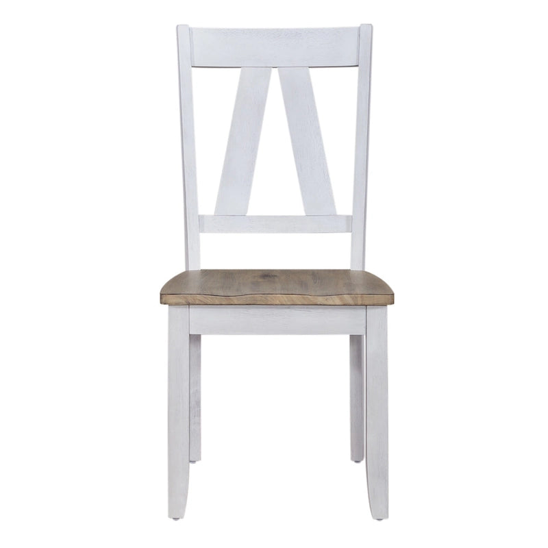 Lindsey Farm Weathered White & Sandstone 7 Piece Trestle Table Set