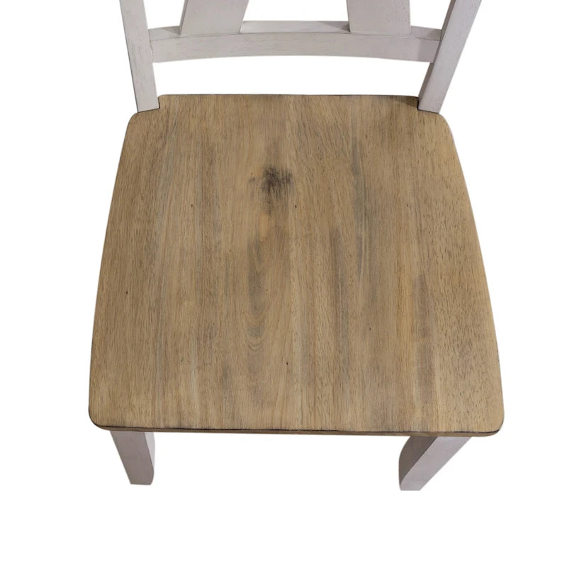 Lindsey Farm Weathered White & Sandstone 7 Piece Trestle Table Set