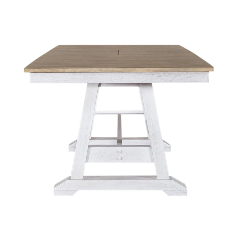 Lindsey Farm Weathered White & Sandstone 7 Piece Trestle Table Set