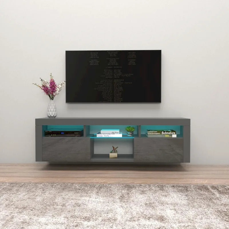 Bari 160 Wall Mounted Floating 63 TV Stand with 16 Color LEDs