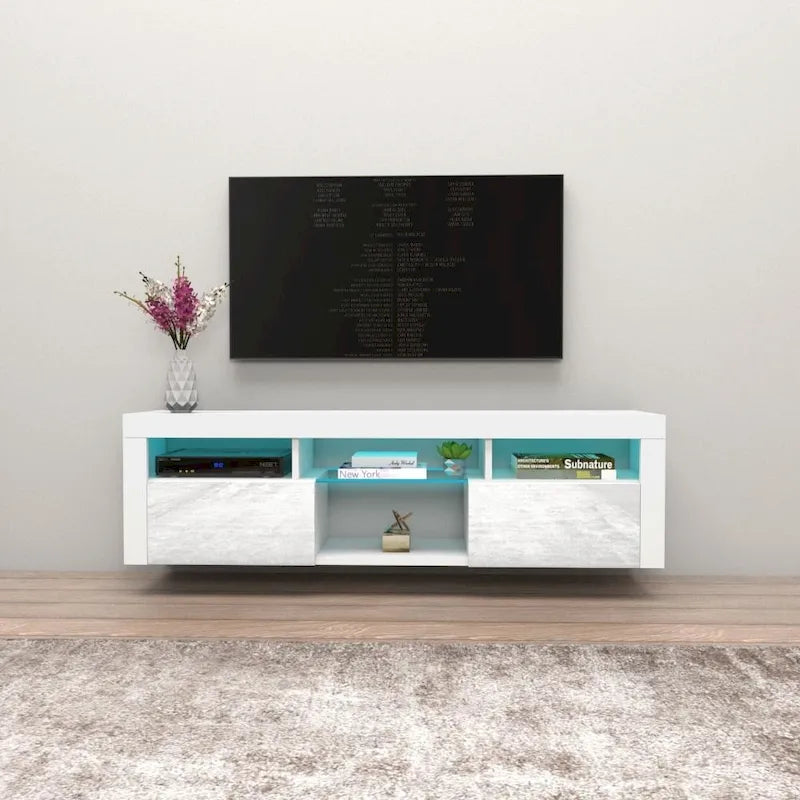 Bari 160 Wall Mounted Floating 63 TV Stand with 16 Color LEDs