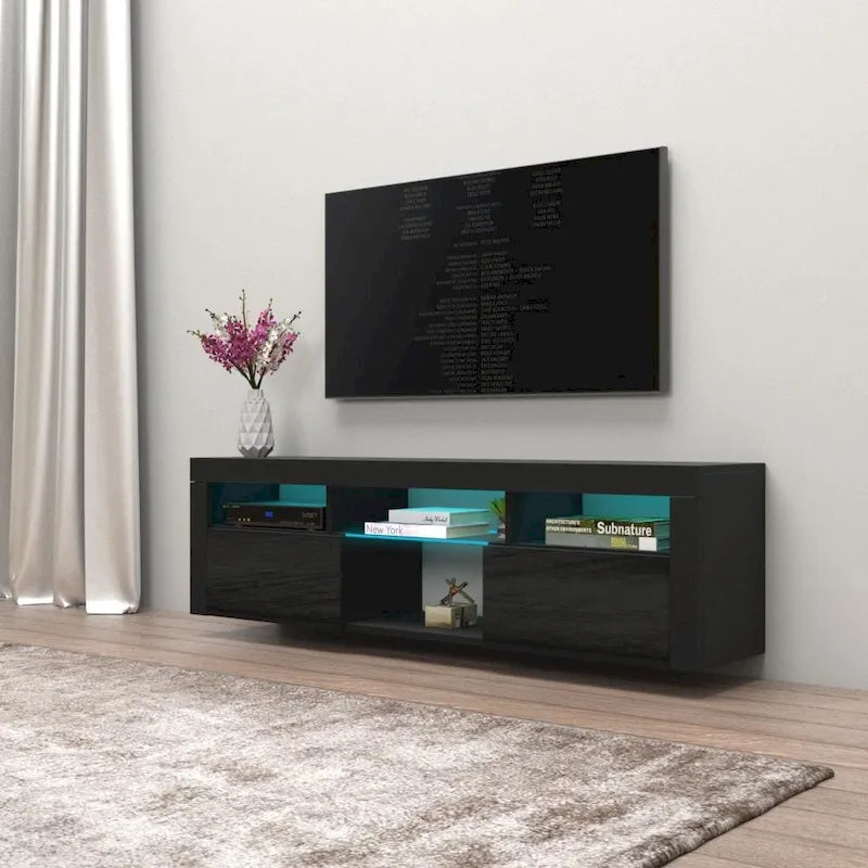 Bari 160 Wall Mounted Floating 63 TV Stand with 16 Color LEDs