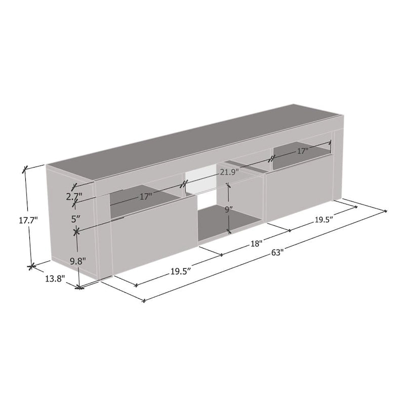 Bari 160 Wall Mounted Floating 63 TV Stand with 16 Color LEDs