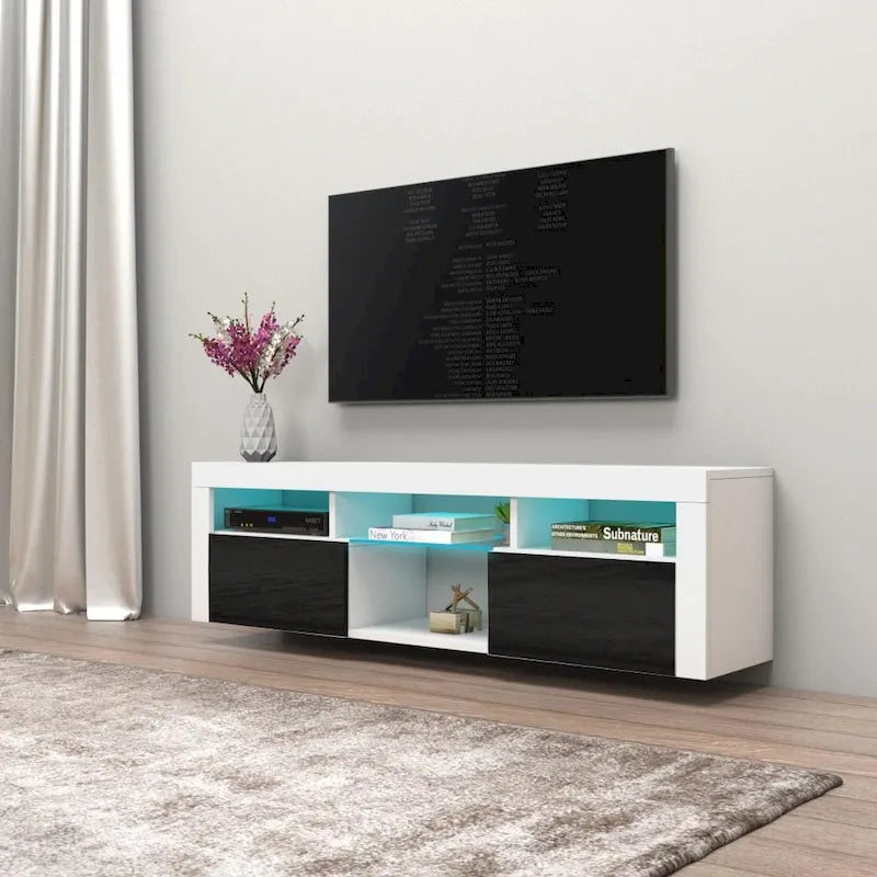 Bari 160 Wall Mounted Floating 63 TV Stand with 16 Color LEDs
