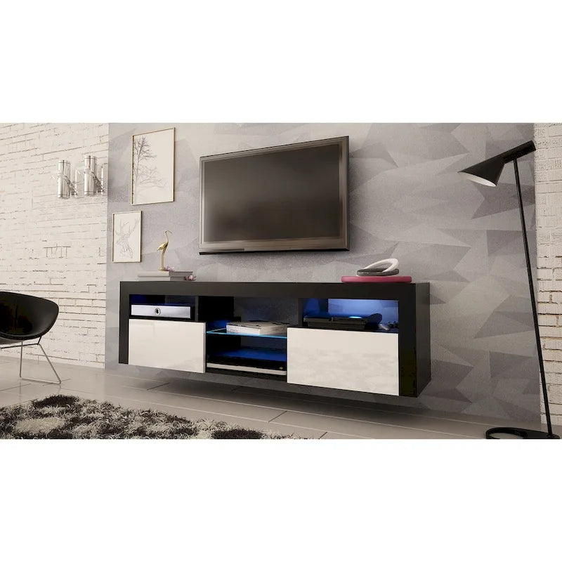 Bari 160 Wall Mounted Floating 63 TV Stand with 16 Color LEDs