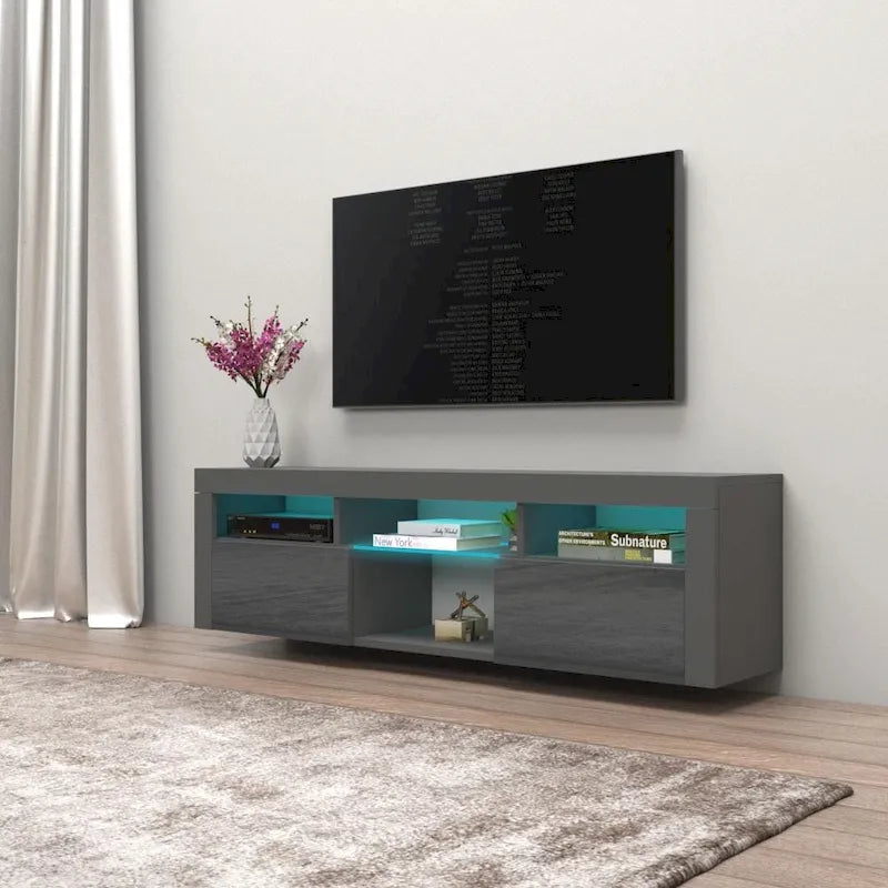 Bari 160 Wall Mounted Floating 63 TV Stand with 16 Color LEDs