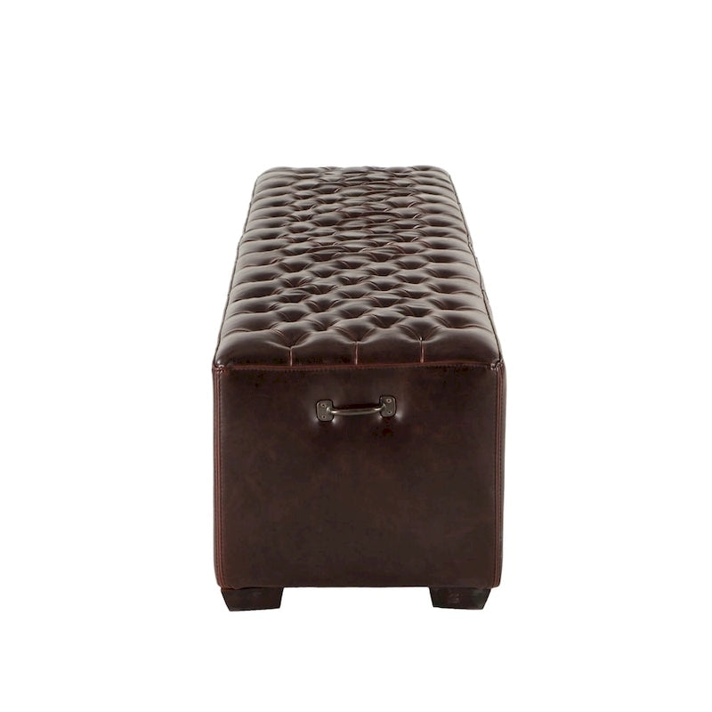 Copper Grove Pravets 78-inch Leather Bench with Diamond Stitch Detailing