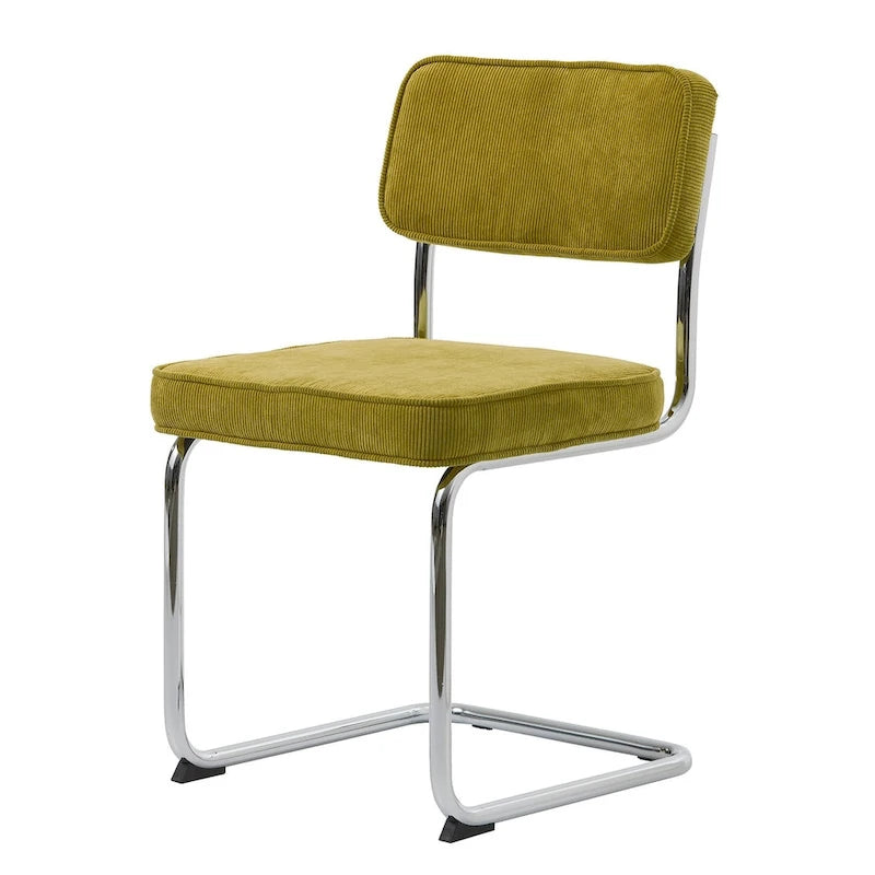 Rye Studio Corduroy Dining Chairs with Chrome Legs, Set of 2