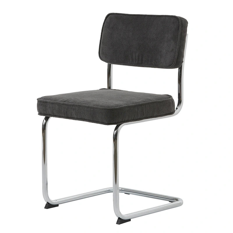 Rye Studio Corduroy Dining Chairs with Chrome Legs, Set of 2