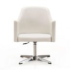 Manhattan Comfort Pelo Polished Chrome Faux Leather Adjustable Height Swivel Accent Chair