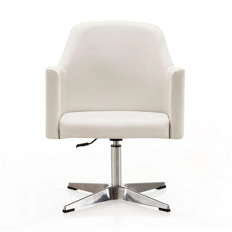 Manhattan Comfort Pelo Polished Chrome Faux Leather Adjustable Height Swivel Accent Chair