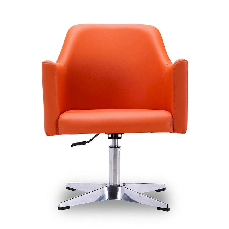 Manhattan Comfort Pelo Polished Chrome Faux Leather Adjustable Height Swivel Accent Chair