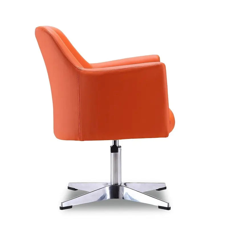 Manhattan Comfort Pelo Polished Chrome Faux Leather Adjustable Height Swivel Accent Chair