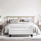 AVAWING Storage Ottoman Bench Leather Upholstered Ottoman with Arm