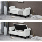 AVAWING Storage Ottoman Bench Leather Upholstered Ottoman with Arm