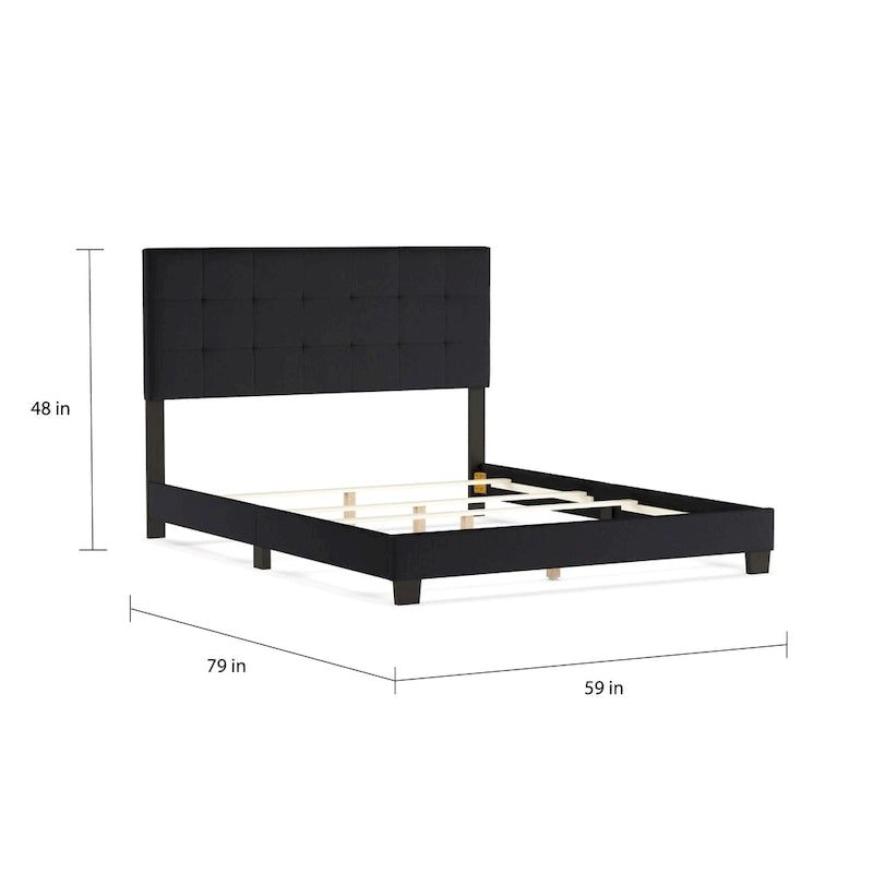 Porch & Den Bayview Charcoal Grey Grid-tufted Upholstered Panel Bed