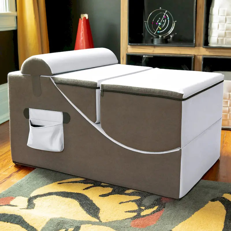 Jaxx Flexx V-Tex Convertible 3 in 1 Gamer Chair, Table, & Ottoman w/ Adjustable Headrest - Vinyl