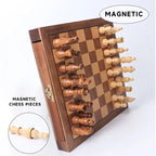 GSE 10 Magnetic Travel Chess Set, Wooden Chess Board Game Set with Drawers, Classic Portable Chess Set