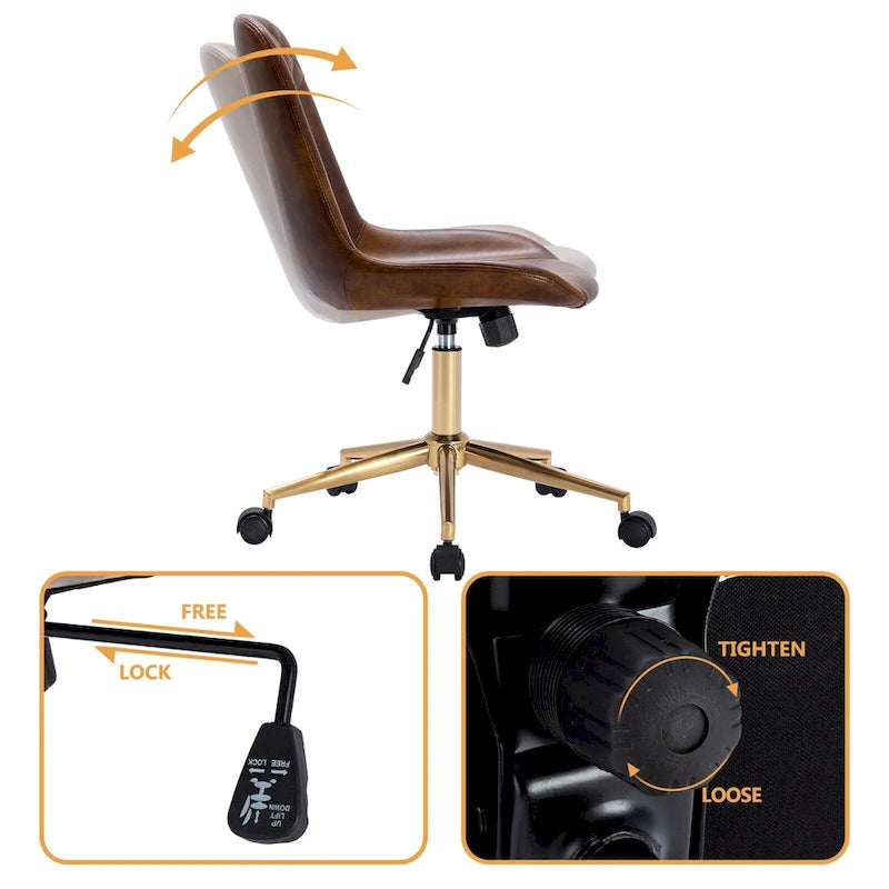 Curved Faux Leather Task Chair Air Lift Office Chair