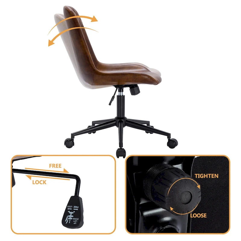Curved Faux Leather Task Chair Air Lift Office Chair