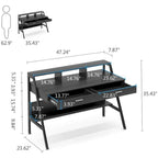 Computer Desk with 2 Drawers and Storage Shelves, Office Desk with Monitor Stand