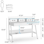 Computer Desk with 2 Drawers and Storage Shelves, Office Desk with Monitor Stand