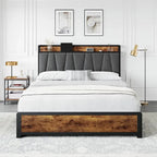 Bed Frame with Storage Linen Upholstered Headboard