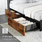 Bed Frame with Storage Linen Upholstered Headboard