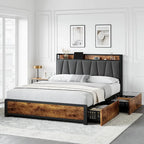 Bed Frame with Storage Linen Upholstered Headboard