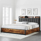 Bed Frame with Storage Linen Upholstered Headboard