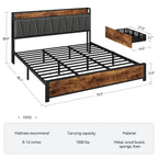 Bed Frame with Storage Linen Upholstered Headboard