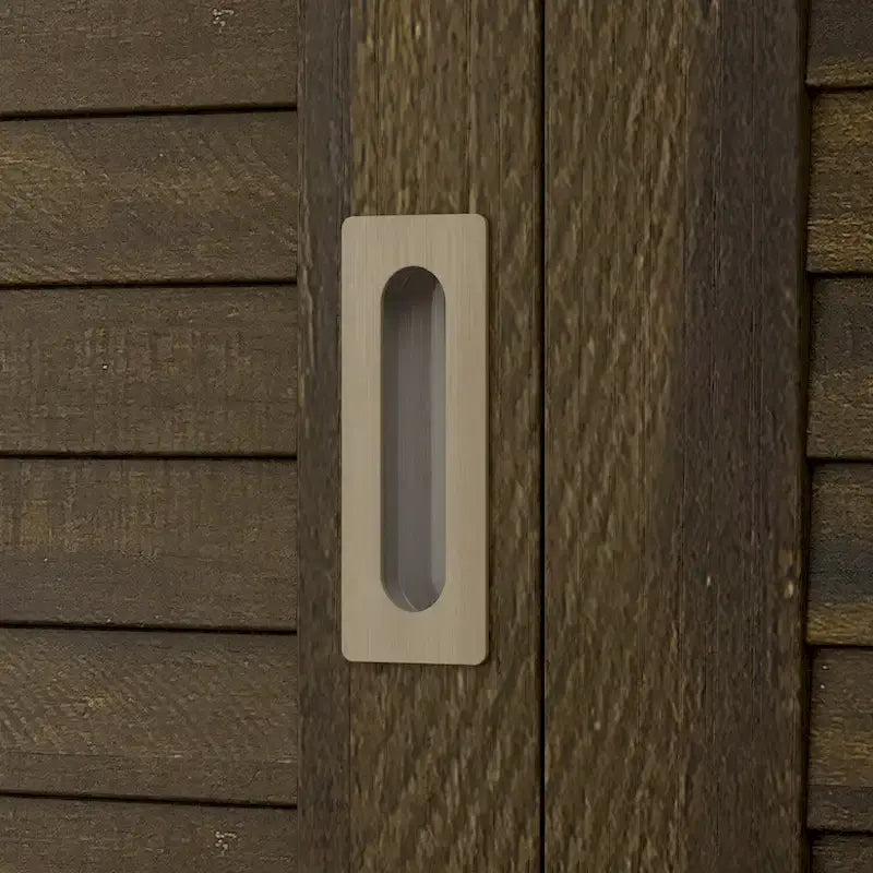 Brown Wood Grain Wardrobe with Drawers, Hanging Rod 4 Sliding Doors