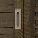 Brown Wood Grain Wardrobe with Drawers, Hanging Rod 4 Sliding Doors