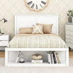 Full Size Platform Bed with Drawer on the Each Side and Shelf on the End of the Bed,