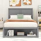 Full Size Platform Bed with Drawer on the Each Side and Shelf on the End of the Bed,
