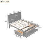 Full Size Platform Bed with Drawer on the Each Side and Shelf on the End of the Bed,
